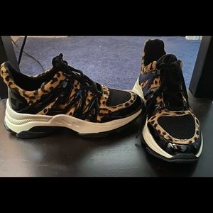 Steven Madden Black and Leopard Sneakers